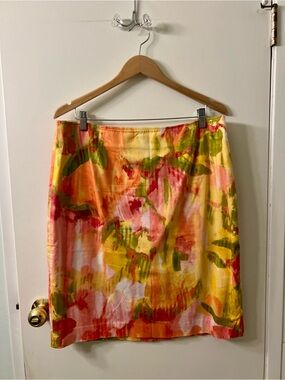 Jones New York Vibrant Watercolor Print Pencil Skirt